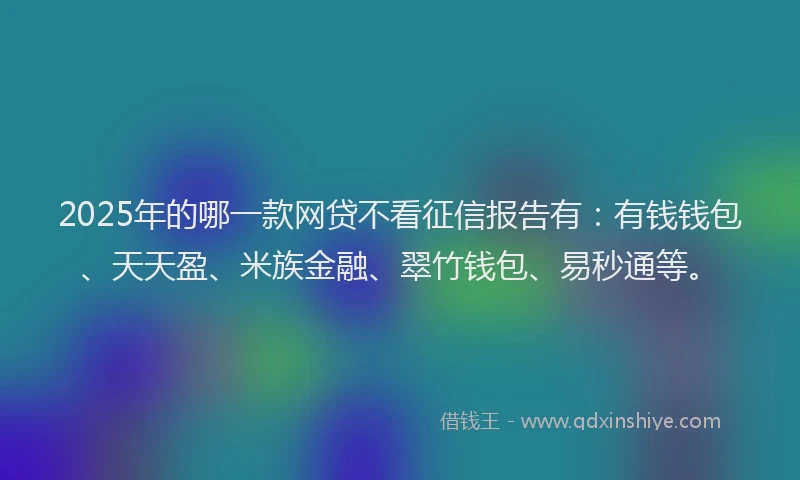2025年的哪一款网贷不看征信报告有：有钱钱包、天天盈、米族金融、翠竹钱包、易秒通等。