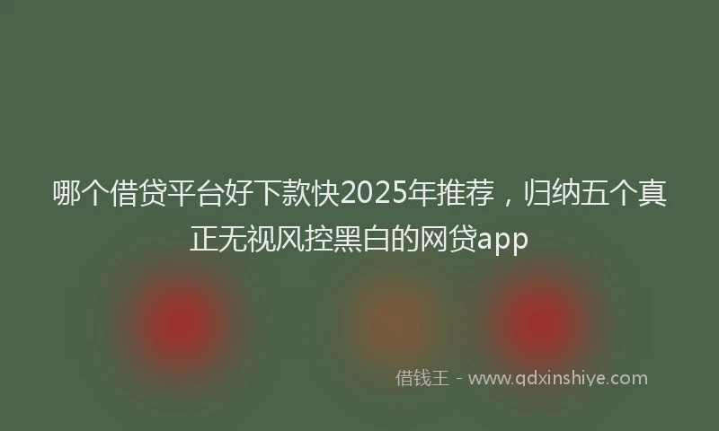哪个借贷平台好下款快2025年推荐，归纳五个真正无视风控黑白的网贷app