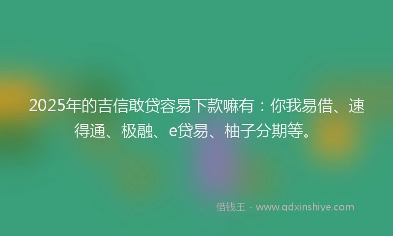 2025年的吉信敢贷容易下款嘛有：你我易借、速得通、极融、e贷易、柚子分期等。