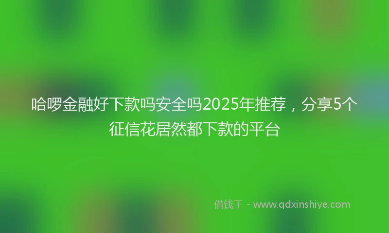 哈啰金融好下款吗安全吗2025年推荐，分享5个征信花居然都下款的平台