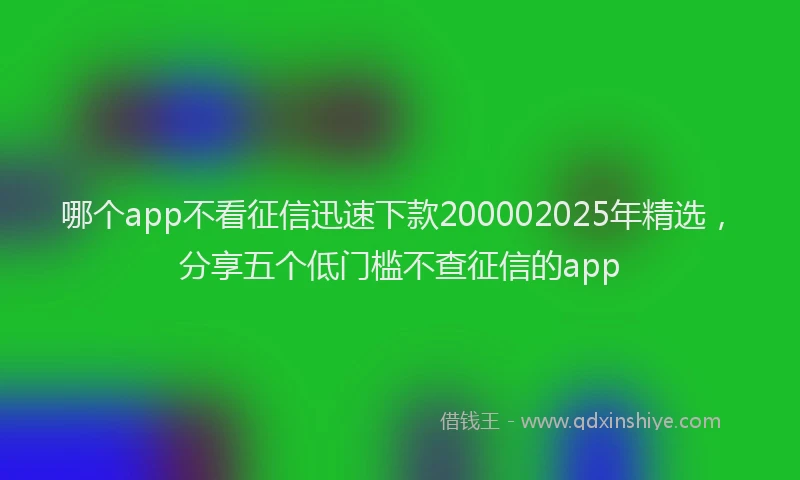 哪个app不看征信迅速下款200002025年精选，分享五个低门槛不查征信的app