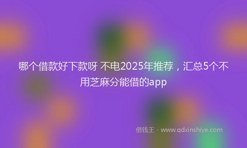 哪个借款好下款呀 不电2025年推荐，汇总5个不用芝麻分能借的app