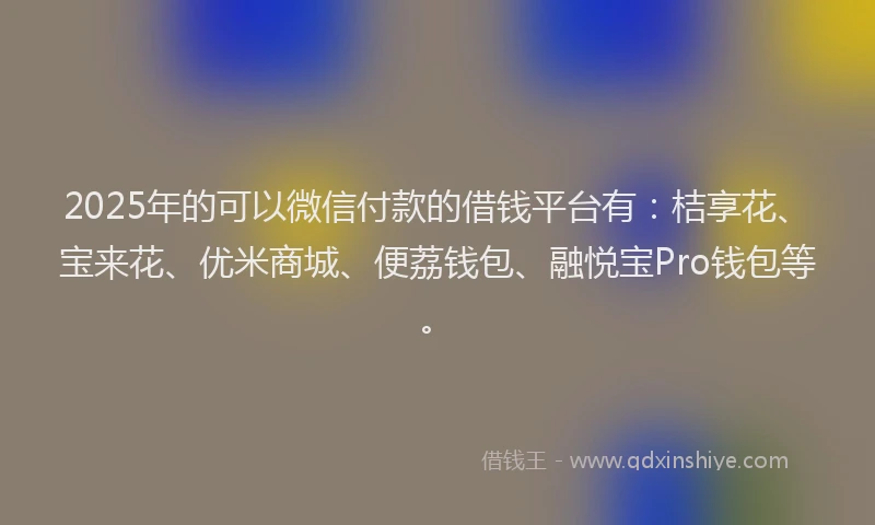 2025年的可以微信付款的借钱平台有：桔享花、宝来花、优米商城、便荔钱包、融悦宝Pro钱包等。
