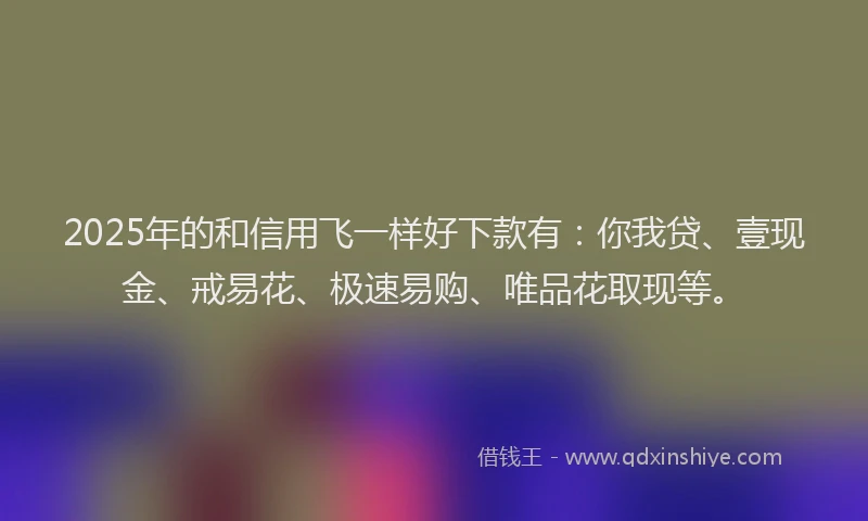 2025年的和信用飞一样好下款有：你我贷、壹现金、戒易花、极速易购、唯品花取现等。