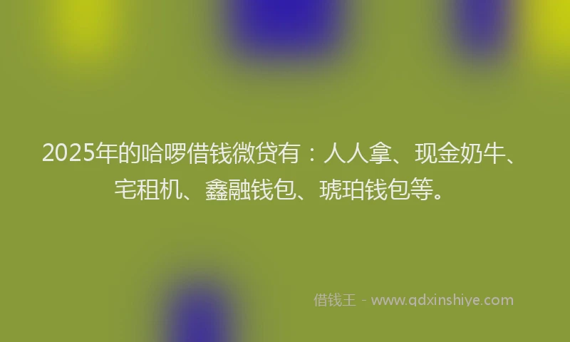 2025年的哈啰借钱微贷有：人人拿、现金奶牛、宅租机、鑫融钱包、琥珀钱包等。