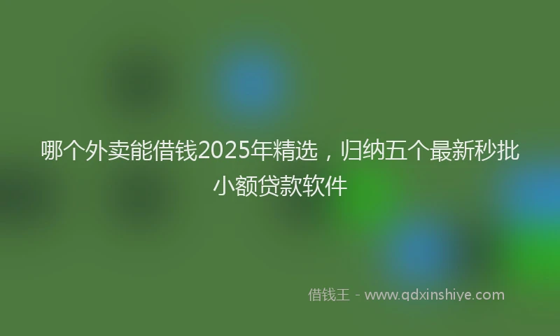 哪个外卖能借钱2025年精选，归纳五个最新秒批小额贷款软件