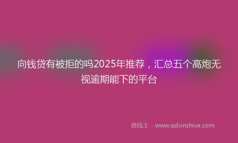 向钱贷有被拒的吗2025年推荐，汇总五个高炮无视逾期能下的平台