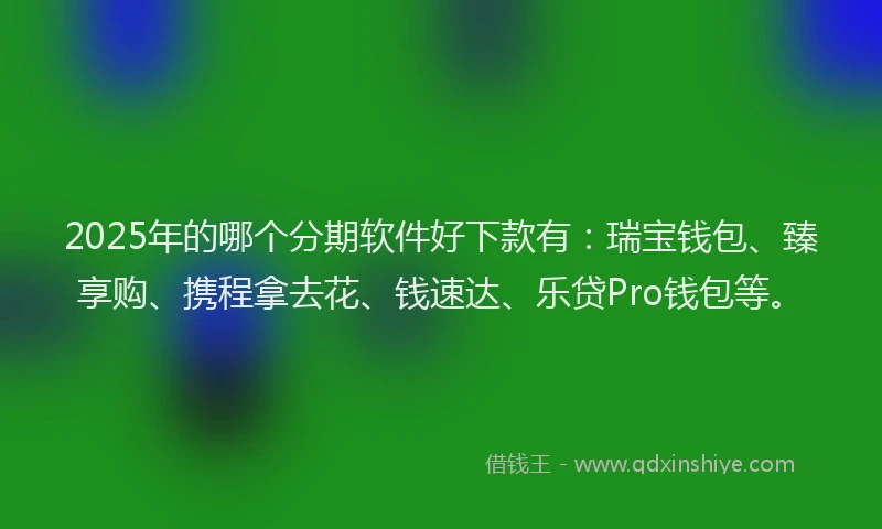 2025年的哪个分期软件好下款有：瑞宝钱包、臻享购、携程拿去花、钱速达、乐贷Pro钱包等。