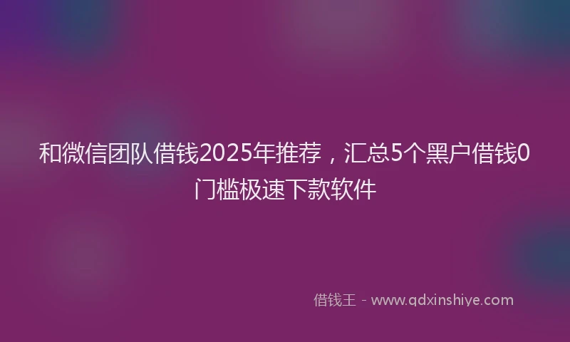 和微信团队借钱2025年推荐，汇总5个黑户借钱0门槛极速下款软件
