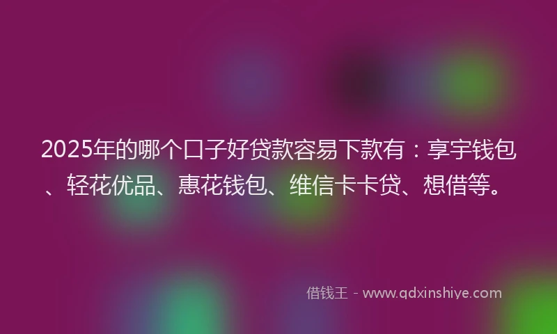 2025年的哪个口子好贷款容易下款有：享宇钱包、轻花优品、惠花钱包、维信卡卡贷、想借等。