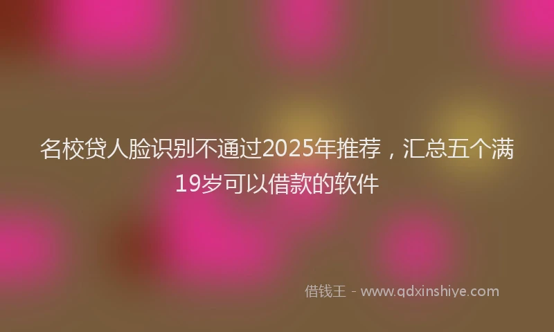 名校贷人脸识别不通过2025年推荐，汇总五个满19岁可以借款的软件