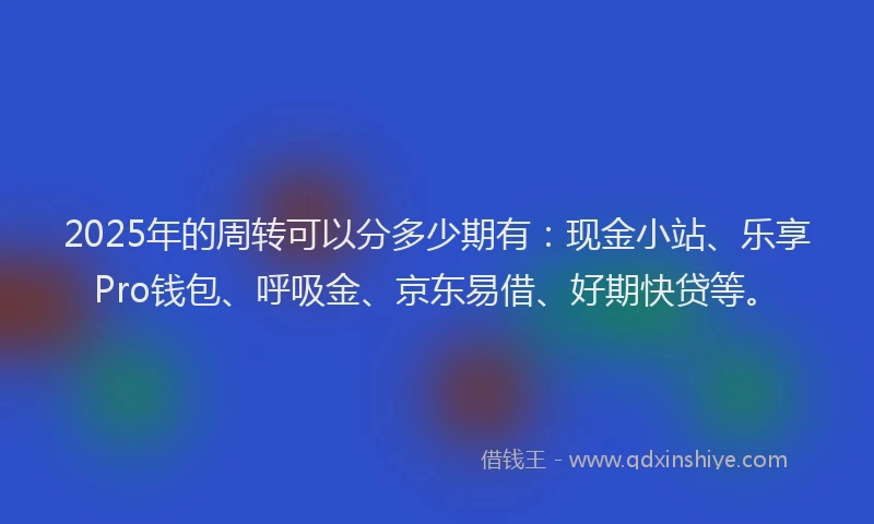 2025年的周转可以分多少期有：现金小站、乐享Pro钱包、呼吸金、京东易借、好期快贷等。