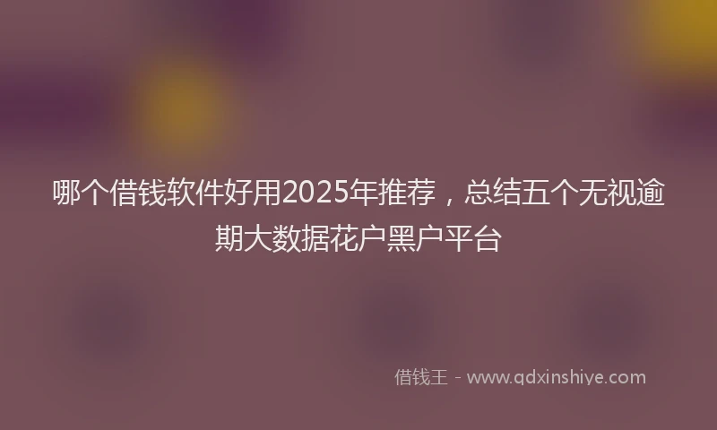 哪个借钱软件好用2025年推荐，总结五个无视逾期大数据花户黑户平台