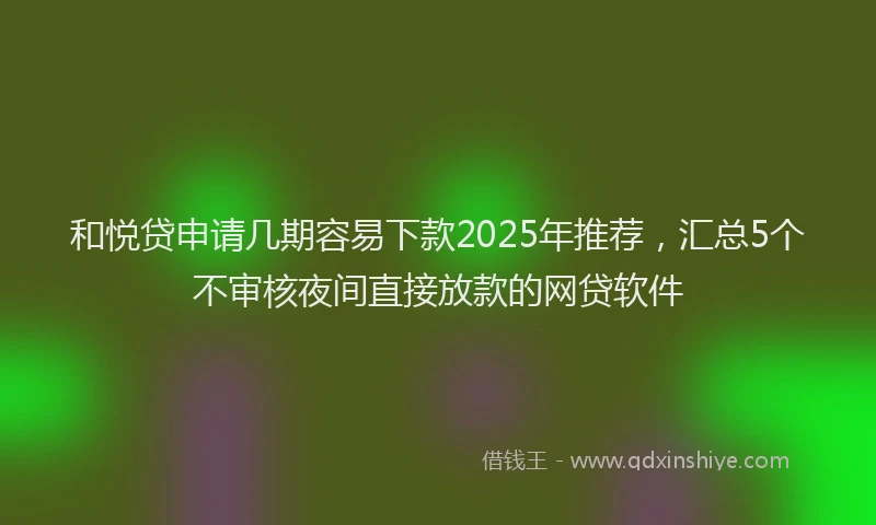 和悦贷申请几期容易下款2025年推荐，汇总5个不审核夜间直接放款的网贷软件
