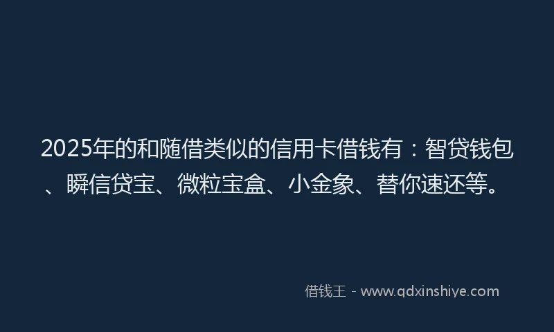 2025年的和随借类似的信用卡借钱有：智贷钱包、瞬信贷宝、微粒宝盒、小金象、替你速还等。
