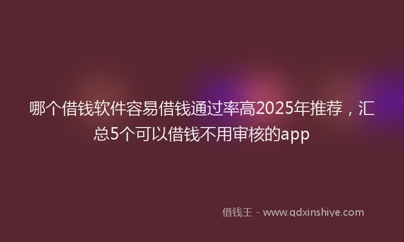 哪个借钱软件容易借钱通过率高2025年推荐，汇总5个可以借钱不用审核的app