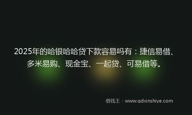 2025年的哈银哈哈贷下款容易吗有：捷信易借、多米易购、现金宝、一起贷、可易借等。