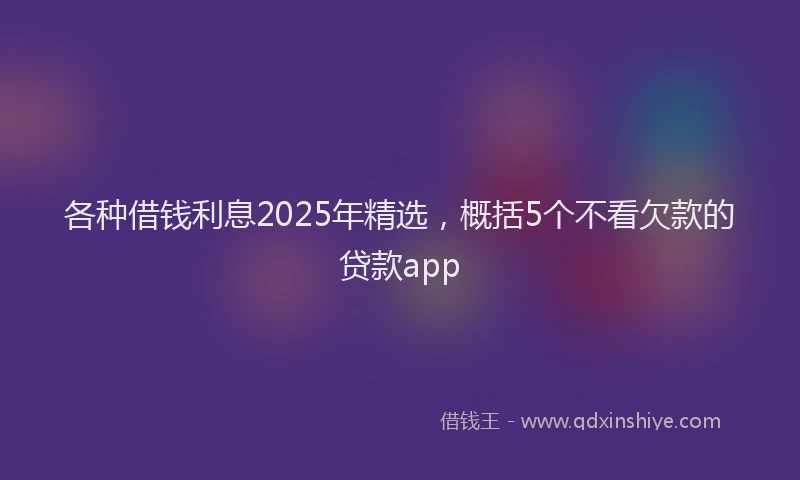 各种借钱利息2025年精选，概括5个不看欠款的贷款app
