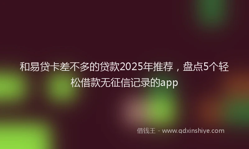 和易贷卡差不多的贷款2025年推荐，盘点5个轻松借款无征信记录的app