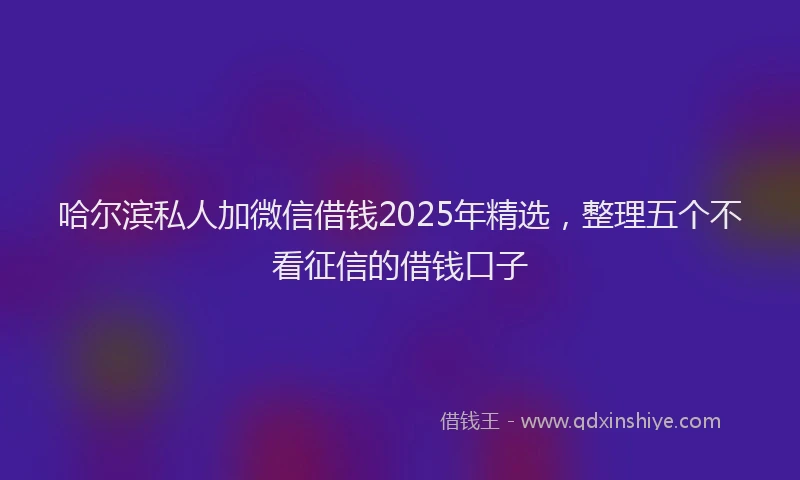 哈尔滨私人加微信借钱2025年精选，整理五个不看征信的借钱口子