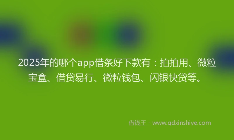 2025年的哪个app借条好下款有：拍拍用、微粒宝盒、借贷易行、微粒钱包、闪银快贷等。