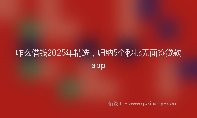 咋么借钱2025年精选，归纳5个秒批无面签贷款app