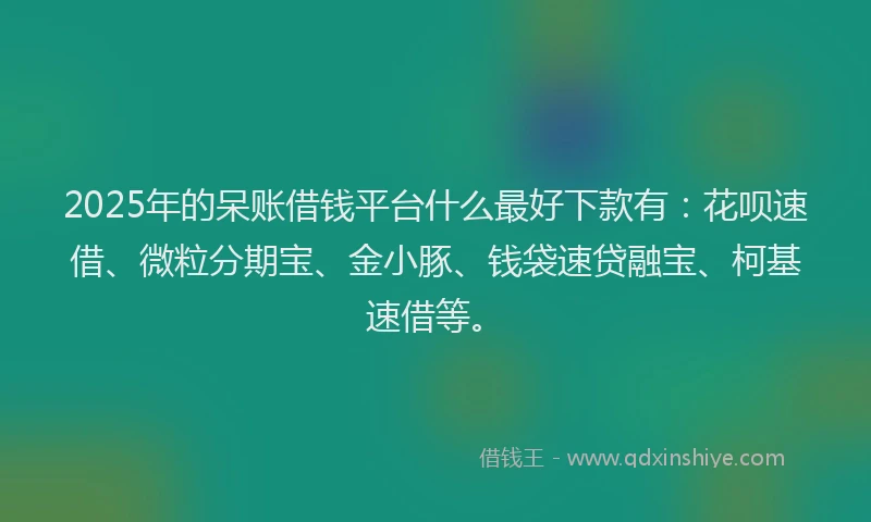2025年的呆账借钱平台什么最好下款有：花呗速借、微粒分期宝、金小豚、钱袋速贷融宝、柯基速借等。