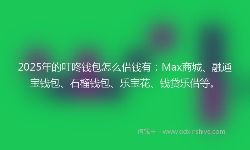 2025年的叮咚钱包怎么借钱有：Max商城、融通宝钱包、石榴钱包、乐宝花、钱贷乐借等。