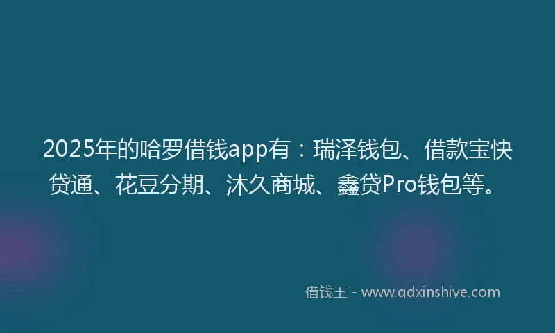 2025年的哈罗借钱app有：瑞泽钱包、借款宝快贷通、花豆分期、沐久商城、鑫贷Pro钱包等。
