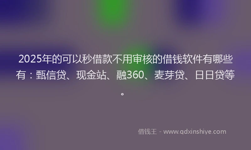 2025年的可以秒借款不用审核的借钱软件有哪些有：甄信贷、现金站、融360、麦芽贷、日日贷等。