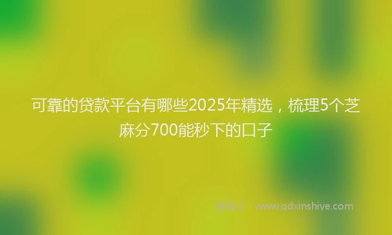 可靠的贷款平台有哪些2025年精选，梳理5个芝麻分700能秒下的口子