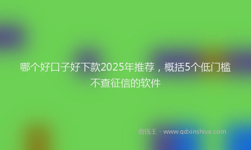 哪个好口子好下款2025年推荐，概括5个低门槛不查征信的软件