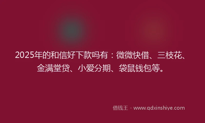 2025年的和信好下款吗有：微微快借、三枝花、金满堂贷、小爱分期、袋鼠钱包等。
