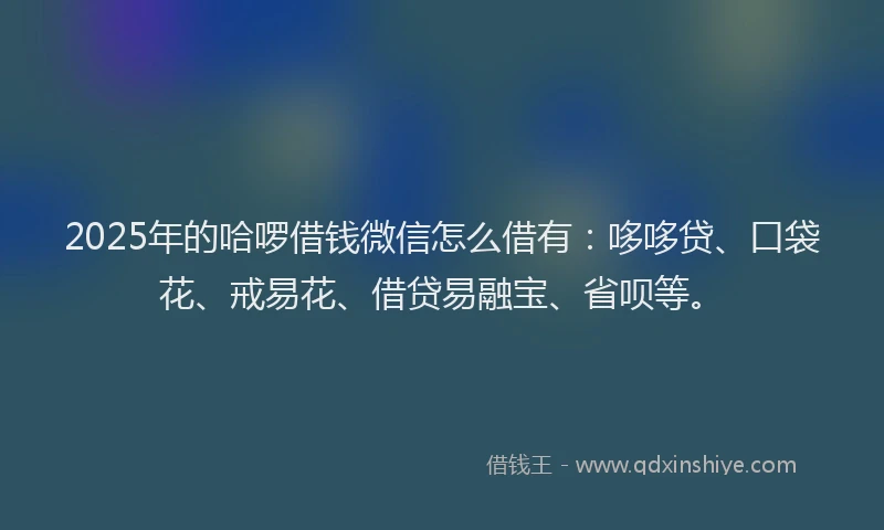 2025年的哈啰借钱微信怎么借有：哆哆贷、口袋花、戒易花、借贷易融宝、省呗等。