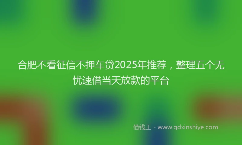合肥不看征信不押车贷2025年推荐，整理五个无忧速借当天放款的平台