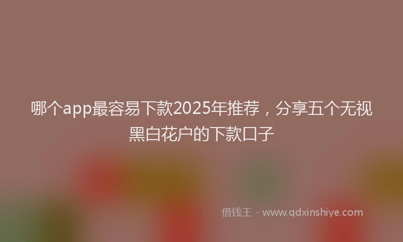 哪个app最容易下款2025年推荐，分享五个无视黑白花户的下款口子