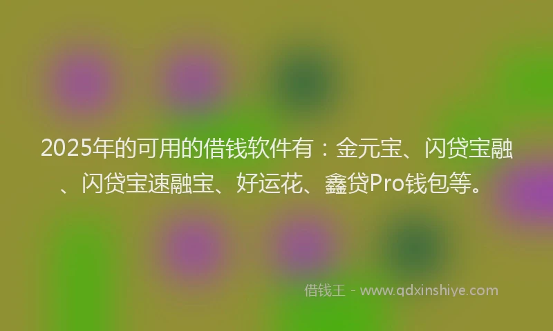 2025年的可用的借钱软件有：金元宝、闪贷宝融、闪贷宝速融宝、好运花、鑫贷Pro钱包等。