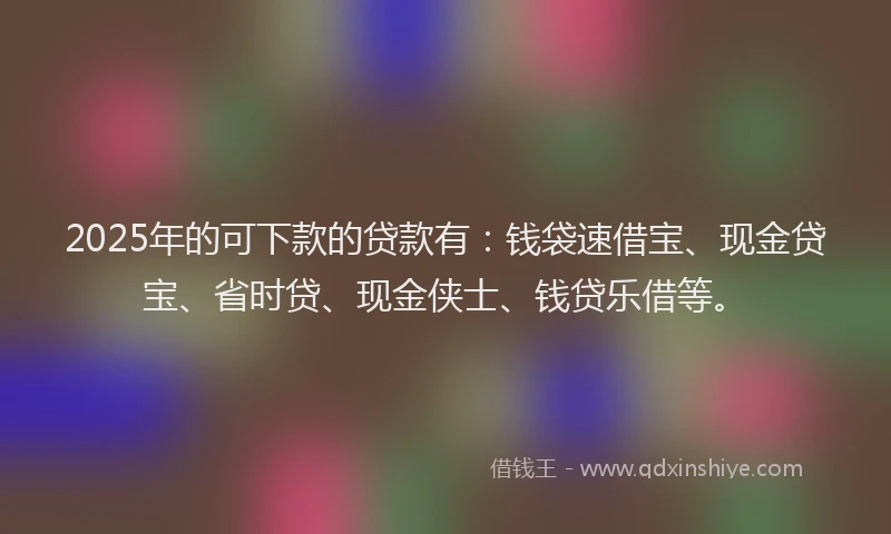 2025年的可下款的贷款有：钱袋速借宝、现金贷宝、省时贷、现金侠士、钱贷乐借等。