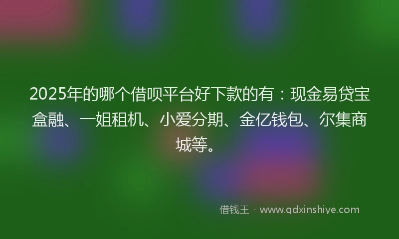2025年的哪个借呗平台好下款的有：现金易贷宝盒融、一姐租机、小爱分期、金亿钱包、尔集商城等。