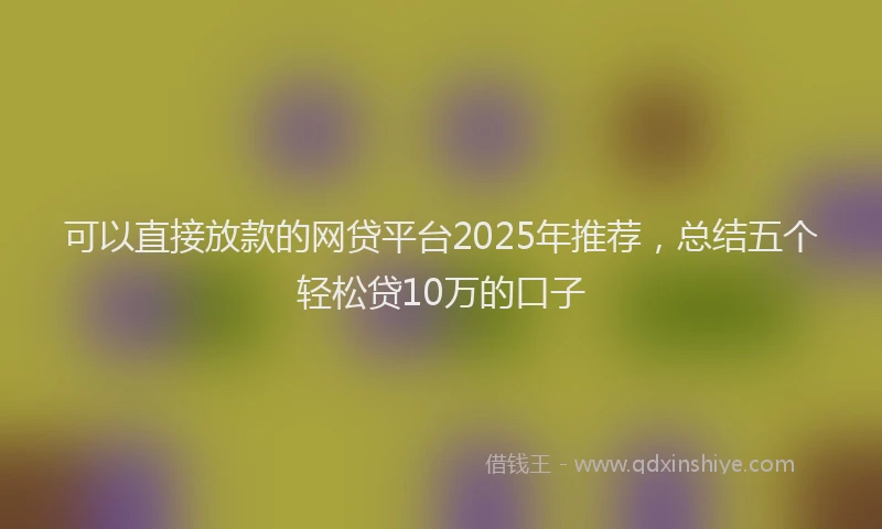 可以直接放款的网贷平台2025年推荐，总结五个轻松贷10万的口子