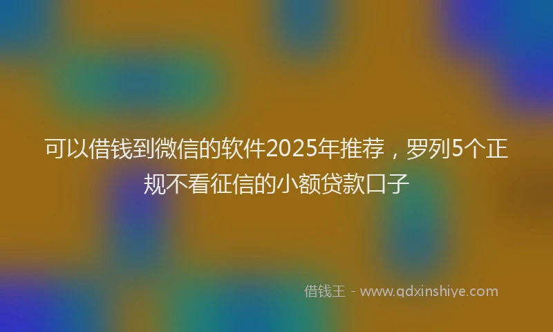 可以借钱到微信的软件2025年推荐，罗列5个正规不看征信的小额贷款口子
