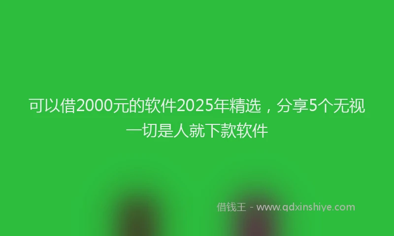 可以借2000元的软件2025年精选，分享5个无视一切是人就下款软件
