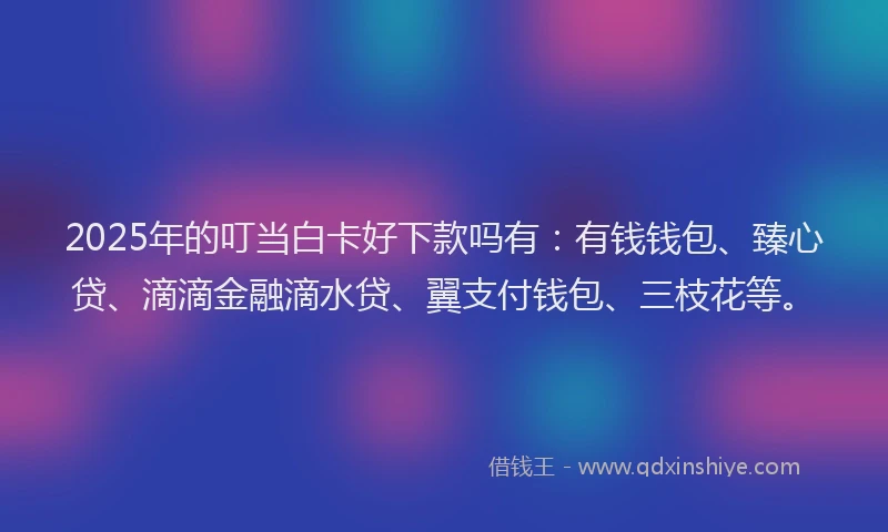 2025年的叮当白卡好下款吗有：有钱钱包、臻心贷、滴滴金融滴水贷、翼支付钱包、三枝花等。