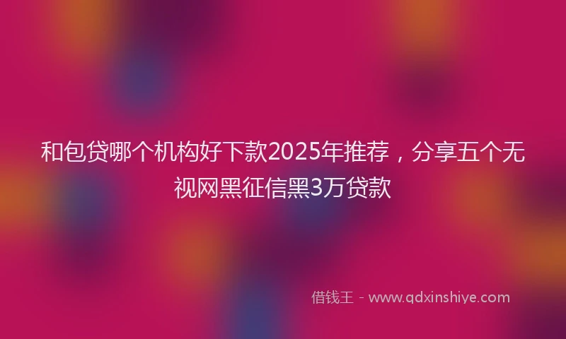 和包贷哪个机构好下款2025年推荐，分享五个无视网黑征信黑3万贷款
