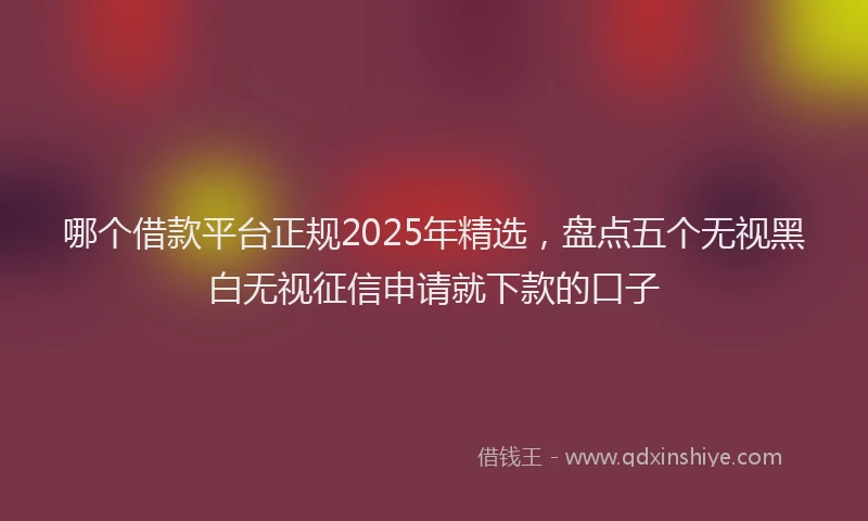 哪个借款平台正规2025年精选，盘点五个无视黑白无视征信申请就下款的口子