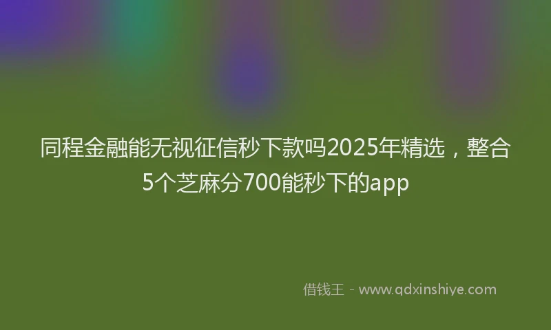 同程金融能无视征信秒下款吗2025年精选，整合5个芝麻分700能秒下的app