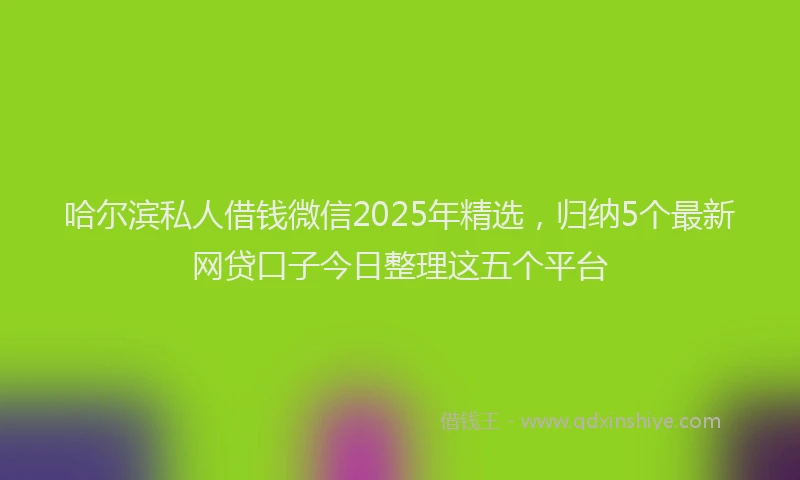 哈尔滨私人借钱微信2025年精选，归纳5个最新网贷口子今日整理这五个平台