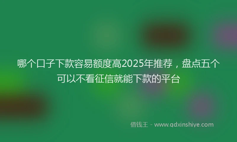 哪个口子下款容易额度高2025年推荐，盘点五个可以不看征信就能下款的平台