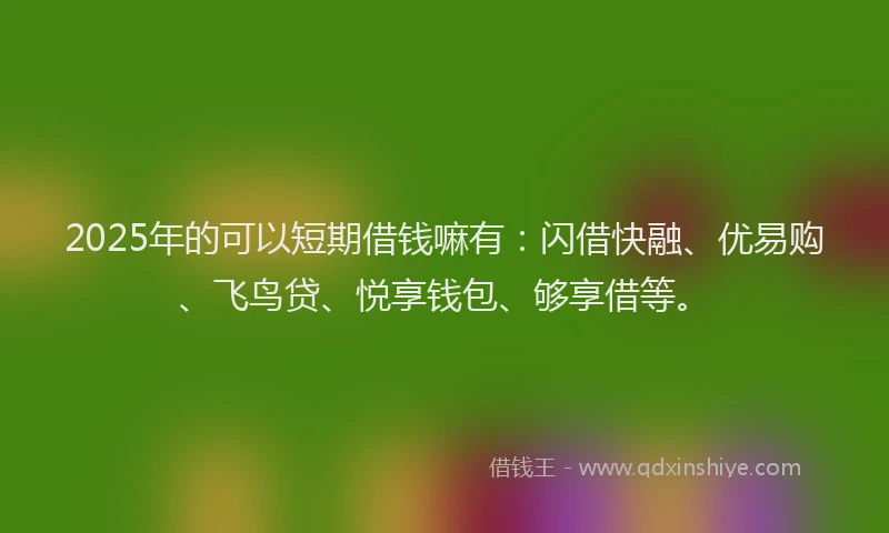 2025年的可以短期借钱嘛有：闪借快融、优易购、飞鸟贷、悦享钱包、够享借等。