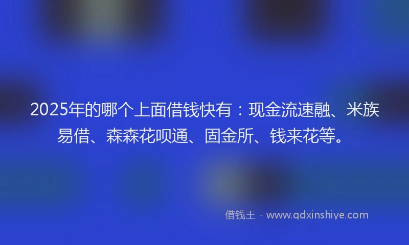 2025年的哪个上面借钱快有：现金流速融、米族易借、森森花呗通、固金所、钱来花等。